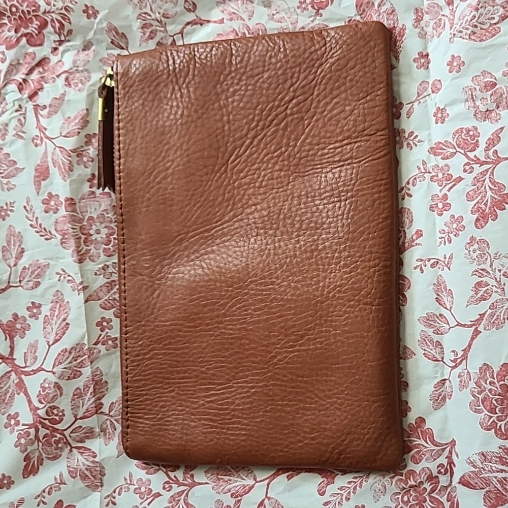Nwt! Madewell the leather pouch clutch brown - Picture 2 of 9